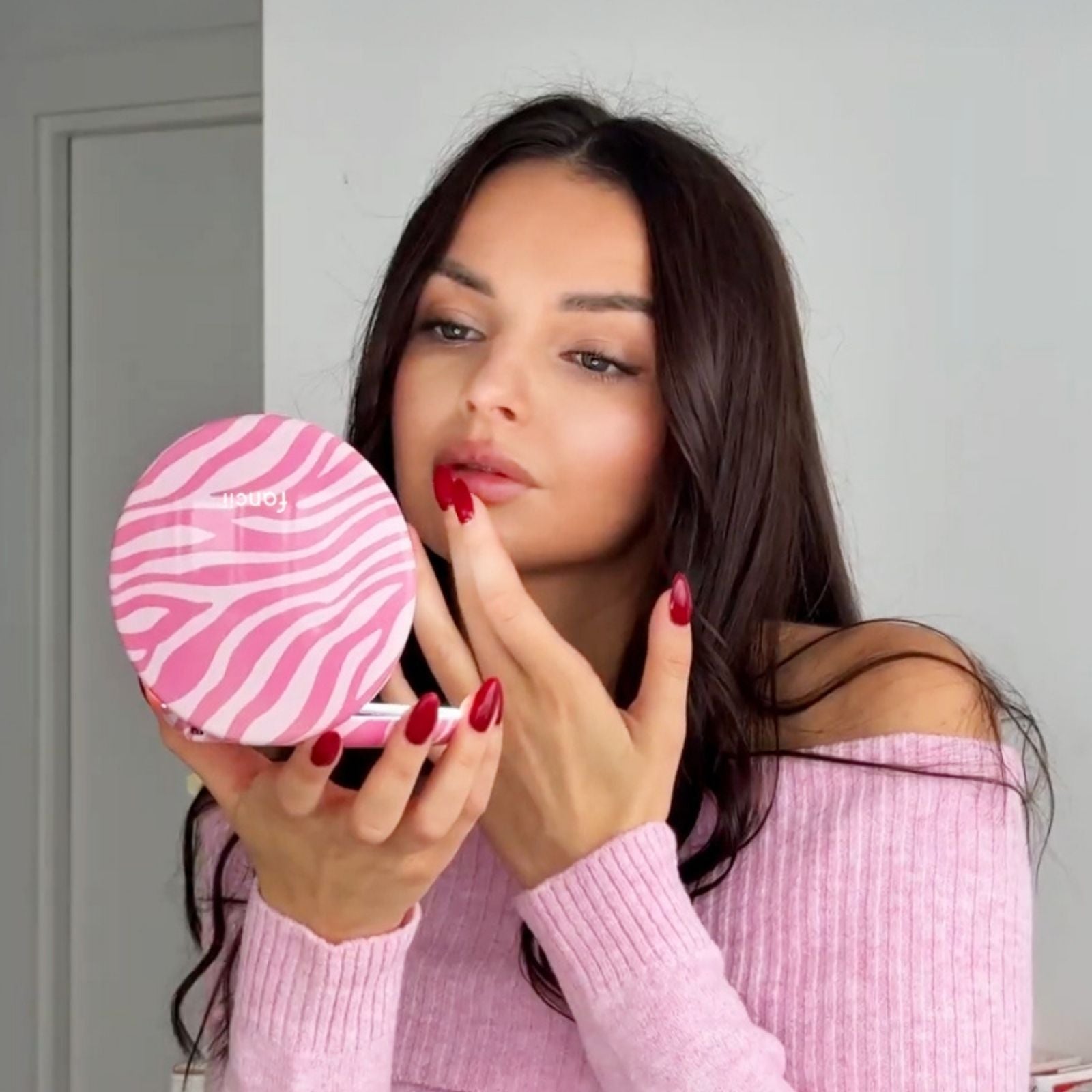 Mini Taylor LED Compact Mirror | Blush Zebra