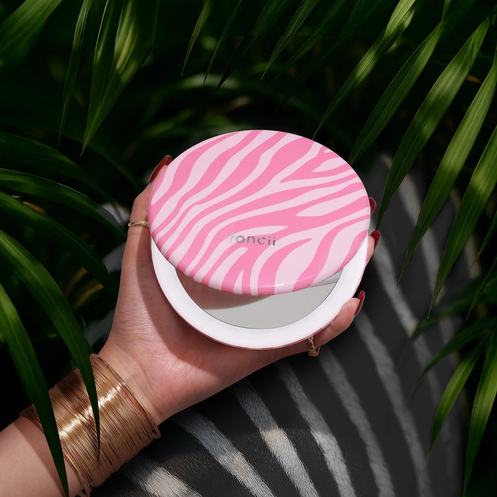 Taylor LED Compact Mirror | Blush Zebra